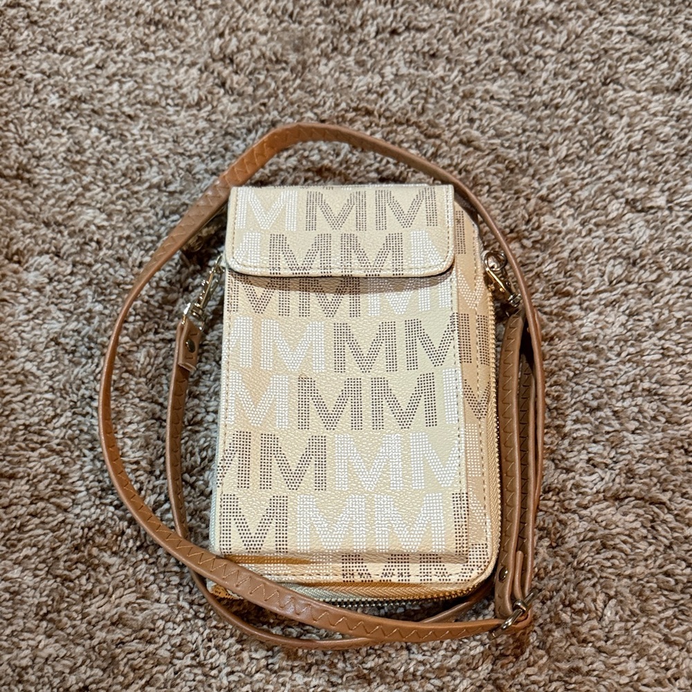 Tan and Cream Crossbody Bag